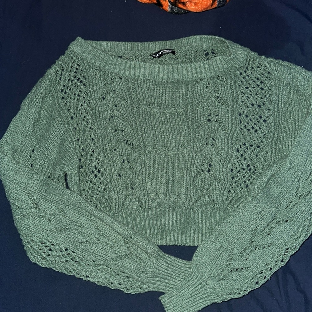 Green cropped shein sweater